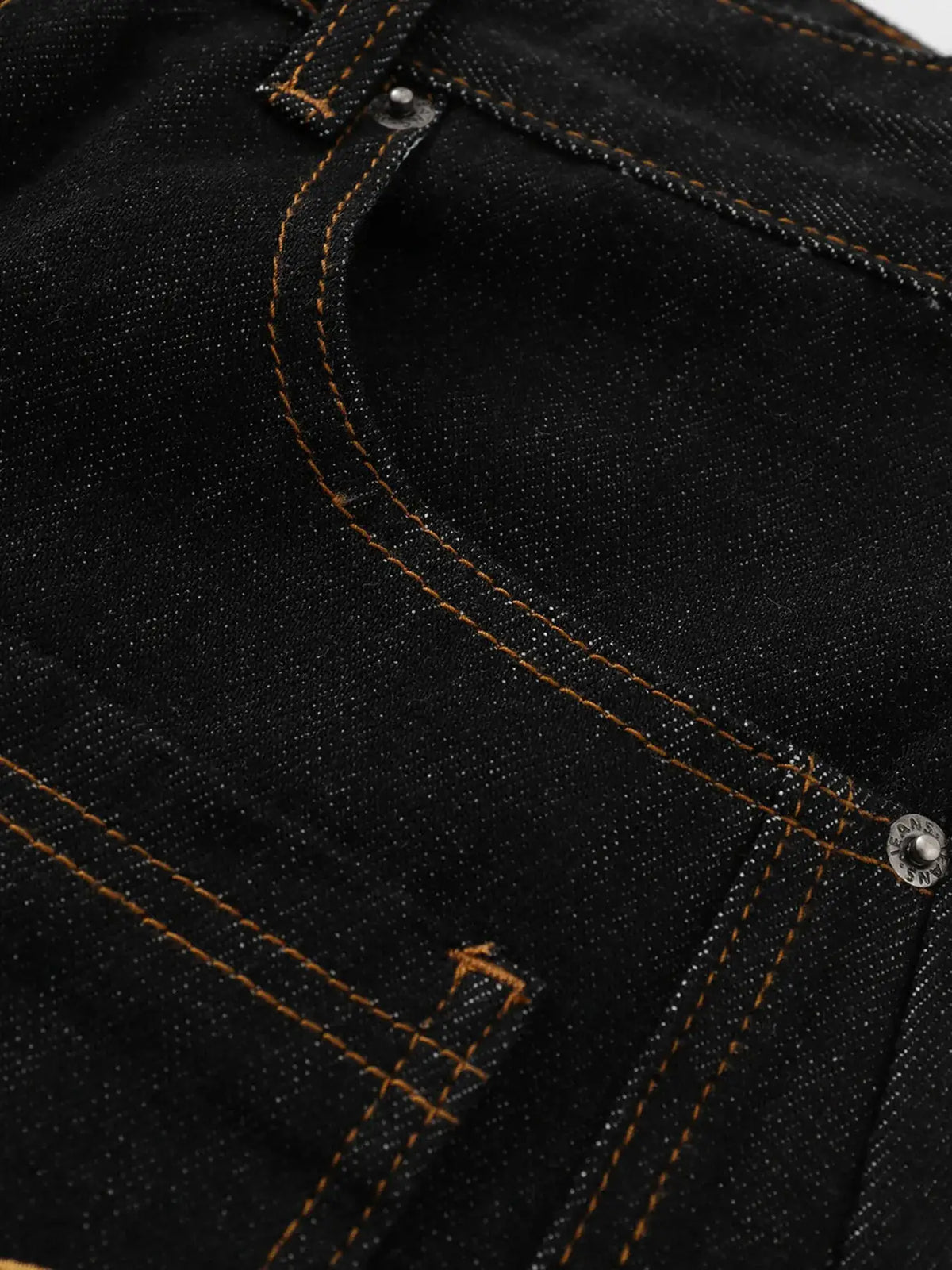 Men's wide-leg denim shorts by Trendsi in dark denim with orange contrast stitching and cotton-blend fabric