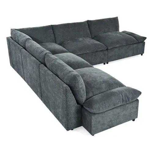 LuneluX_Home – 115.5" Modular Deep Gray Sectional Sofa with Storage &