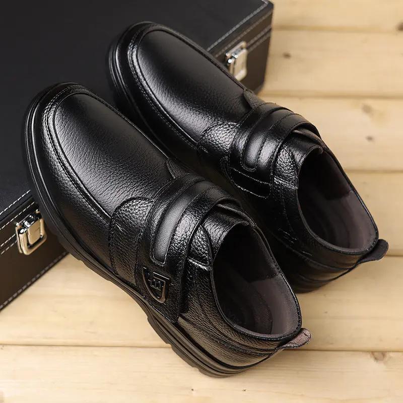 Shoes Man AdTec British Craft full-grain leather slip-ons with Velcro bands, black