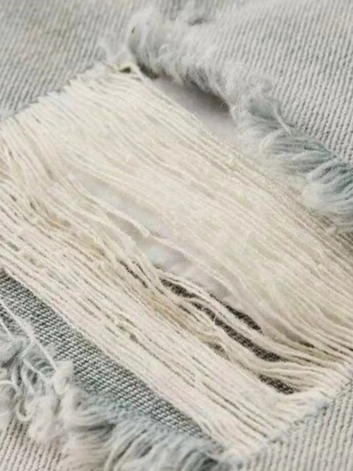 Men's Distressed Denim Shorts by Trendsi; plus-size, cotton, light-blue wash with frayed hems.