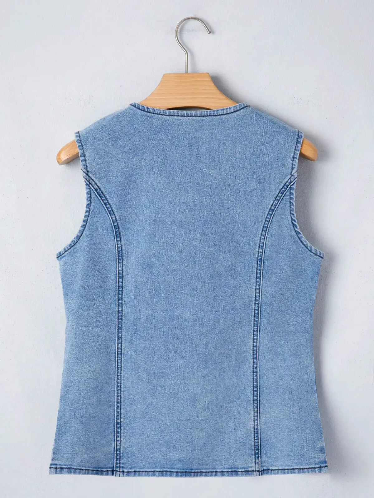 Denim vest by Trendsi, slim-fit, button-front, light blue