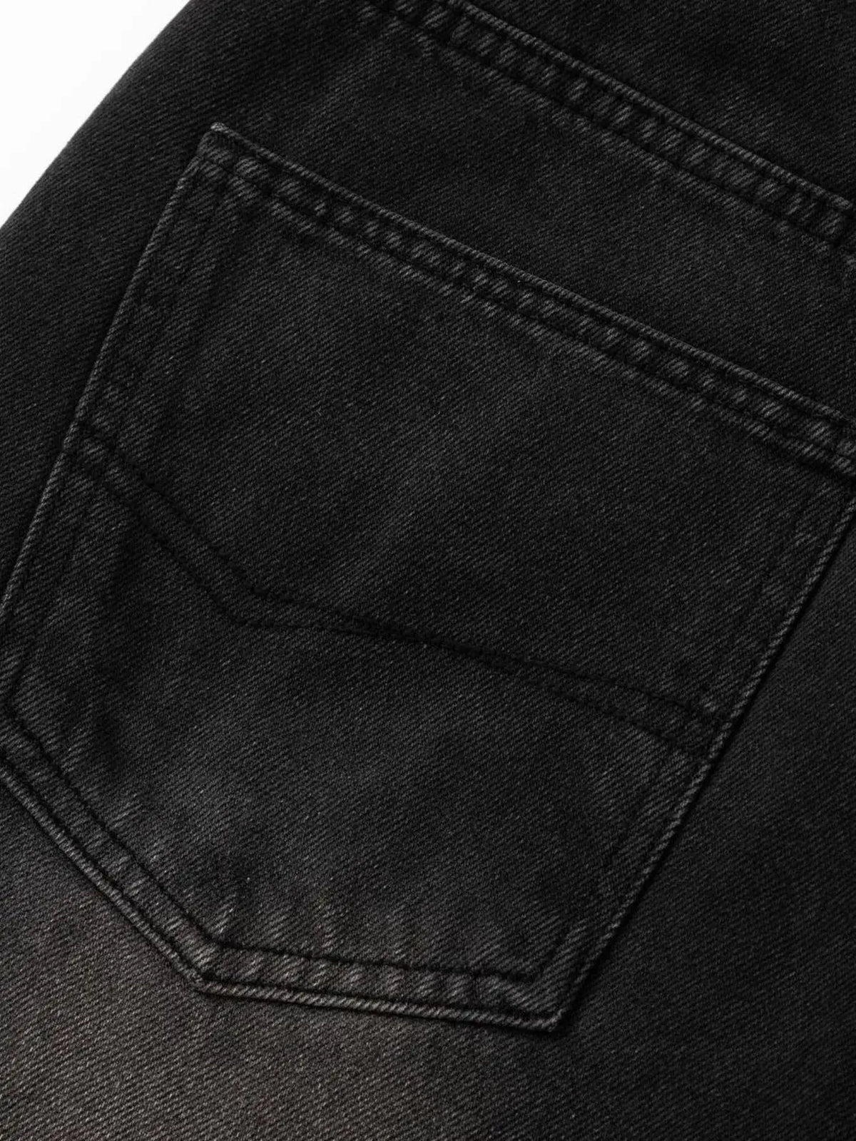 Men's relaxed-fit washed denim stretch Bermuda shorts; black denim