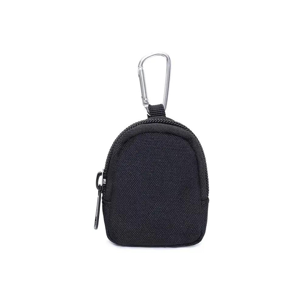 Tactical nylon pouch in black with zipper and metal carabiner