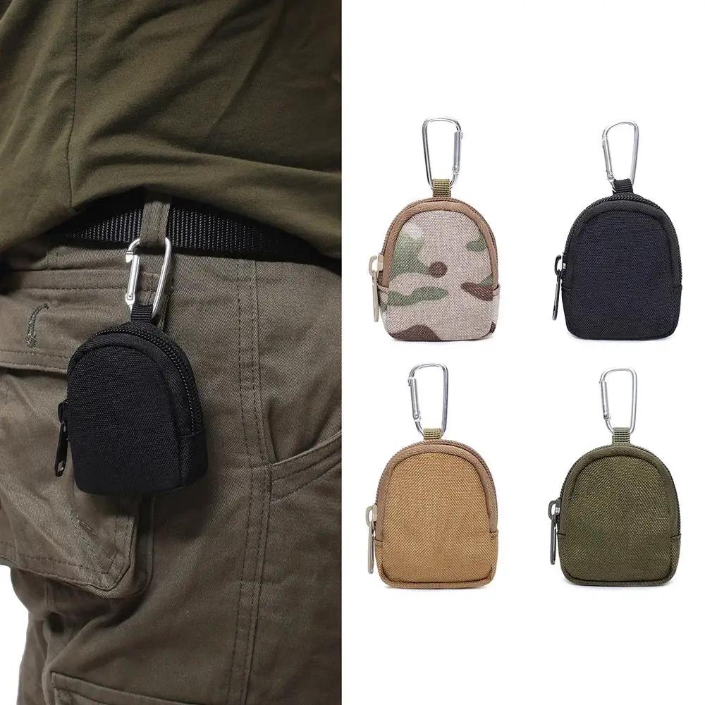 AdTec tactical mini pouches with carabiner clips; 5-pack in black, camouflage, tan, and olive.