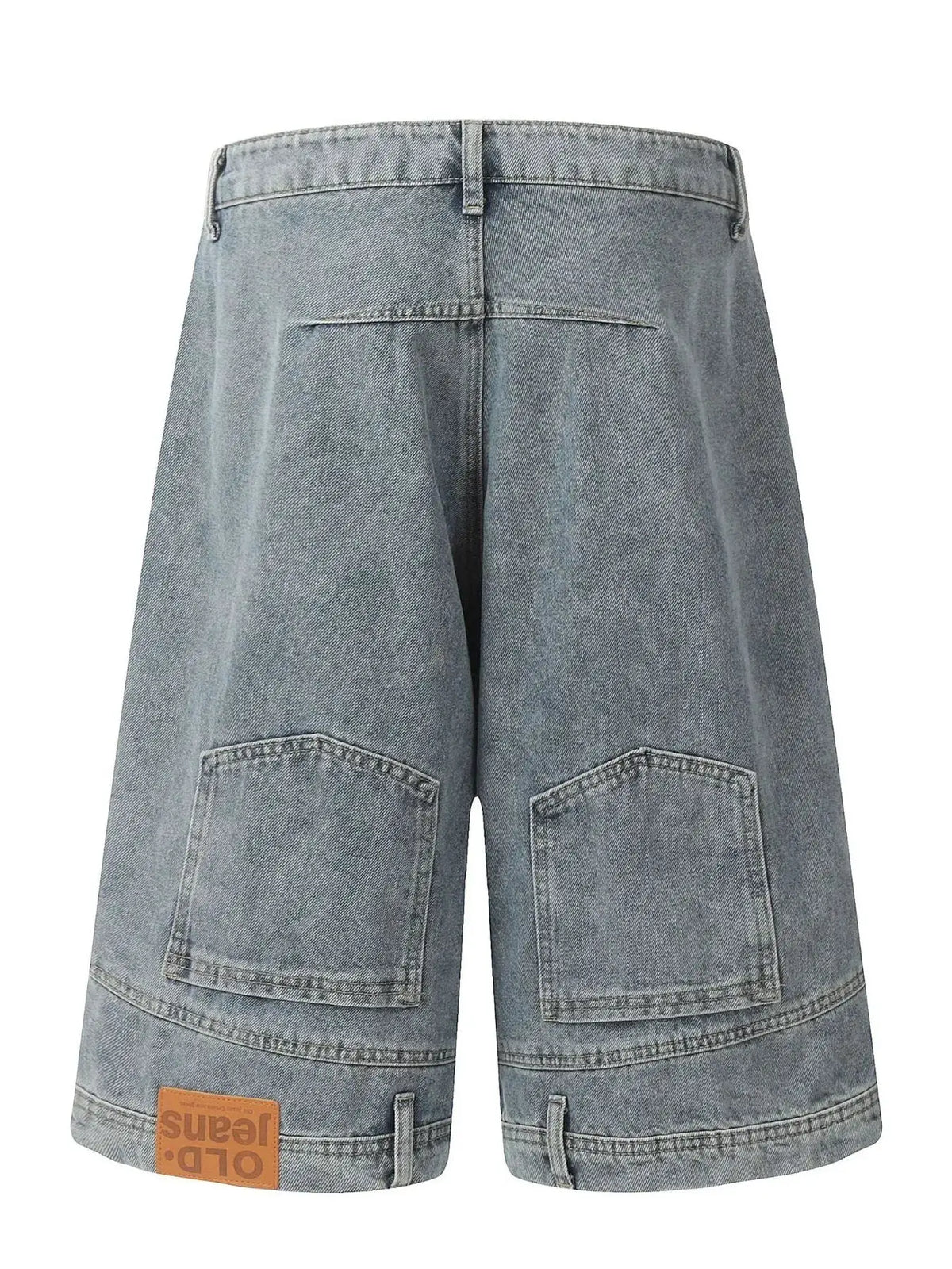 Men's Classic Loose Fit Washed Denim Shorts with Breathable Stretch, light wash, Trendsi, two patch pockets