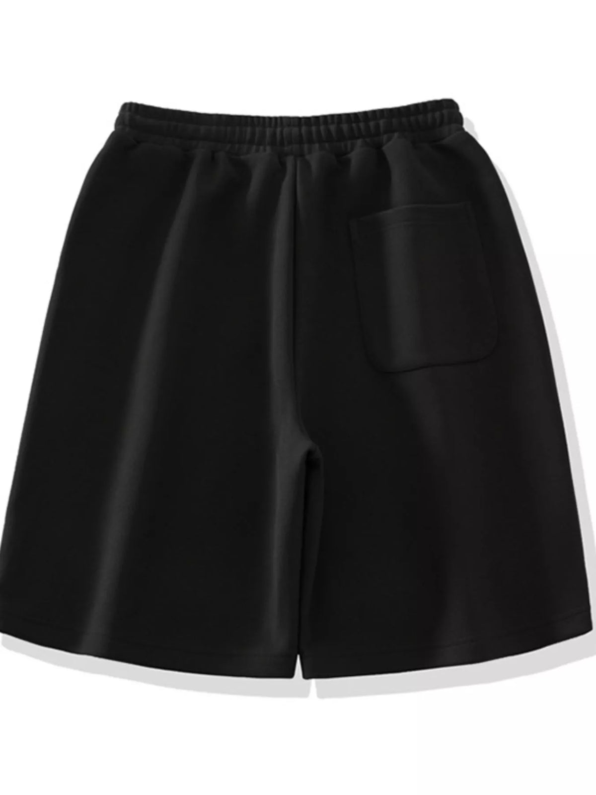 Men's plus size black shorts with elastic waist and front patch pocket
