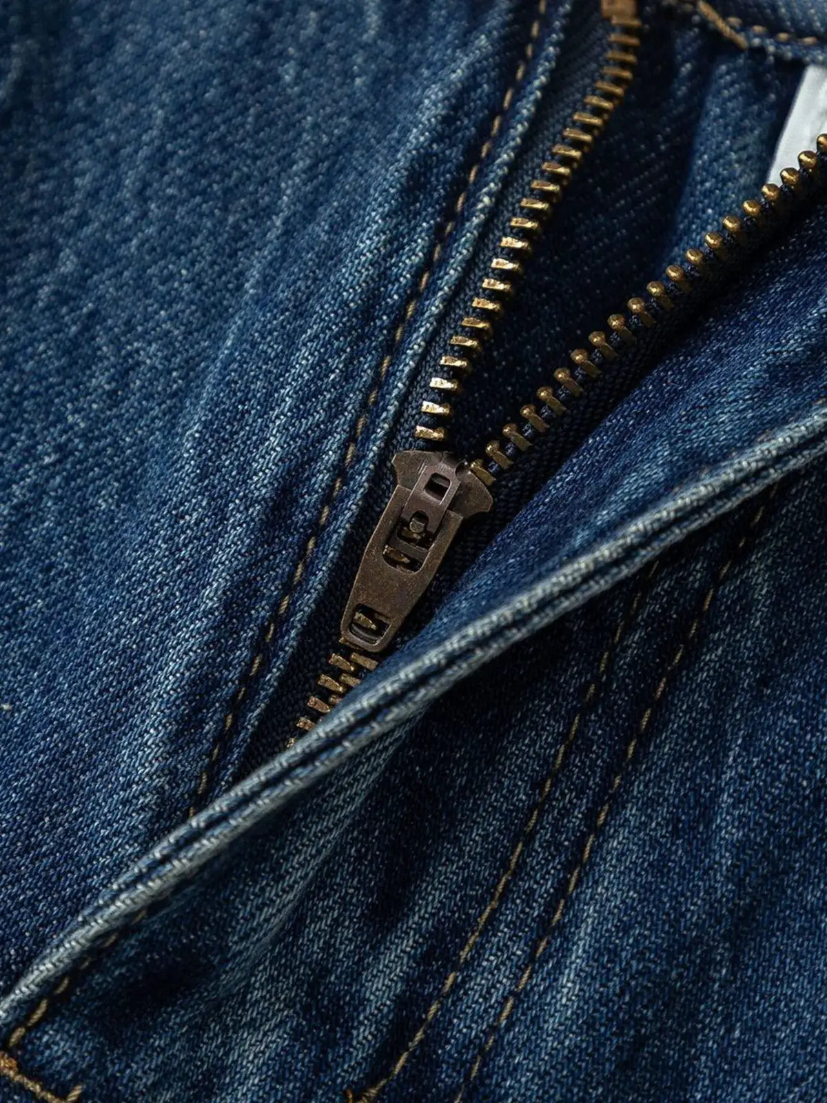 Men's washed denim Bermuda shorts, blue cotton, zipper fly