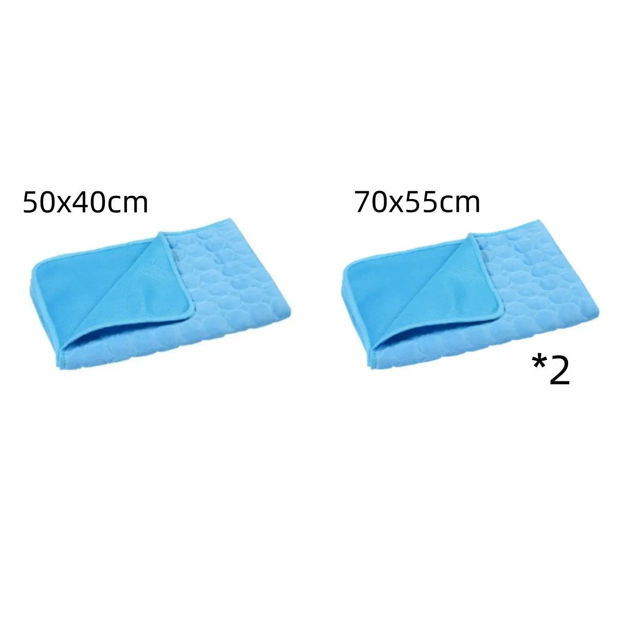 Summer Cooling Pet Sleeping Ice Silk Mat by AdTec, blue; two mats in 50x40cm and 70x55cm