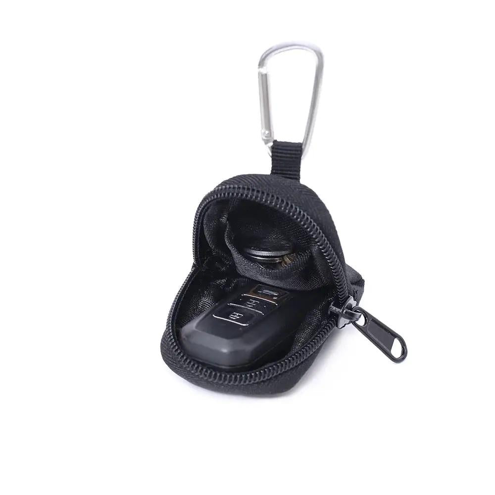 Key fob case by AdTec; black tactical zipped pouch with carabiner clip