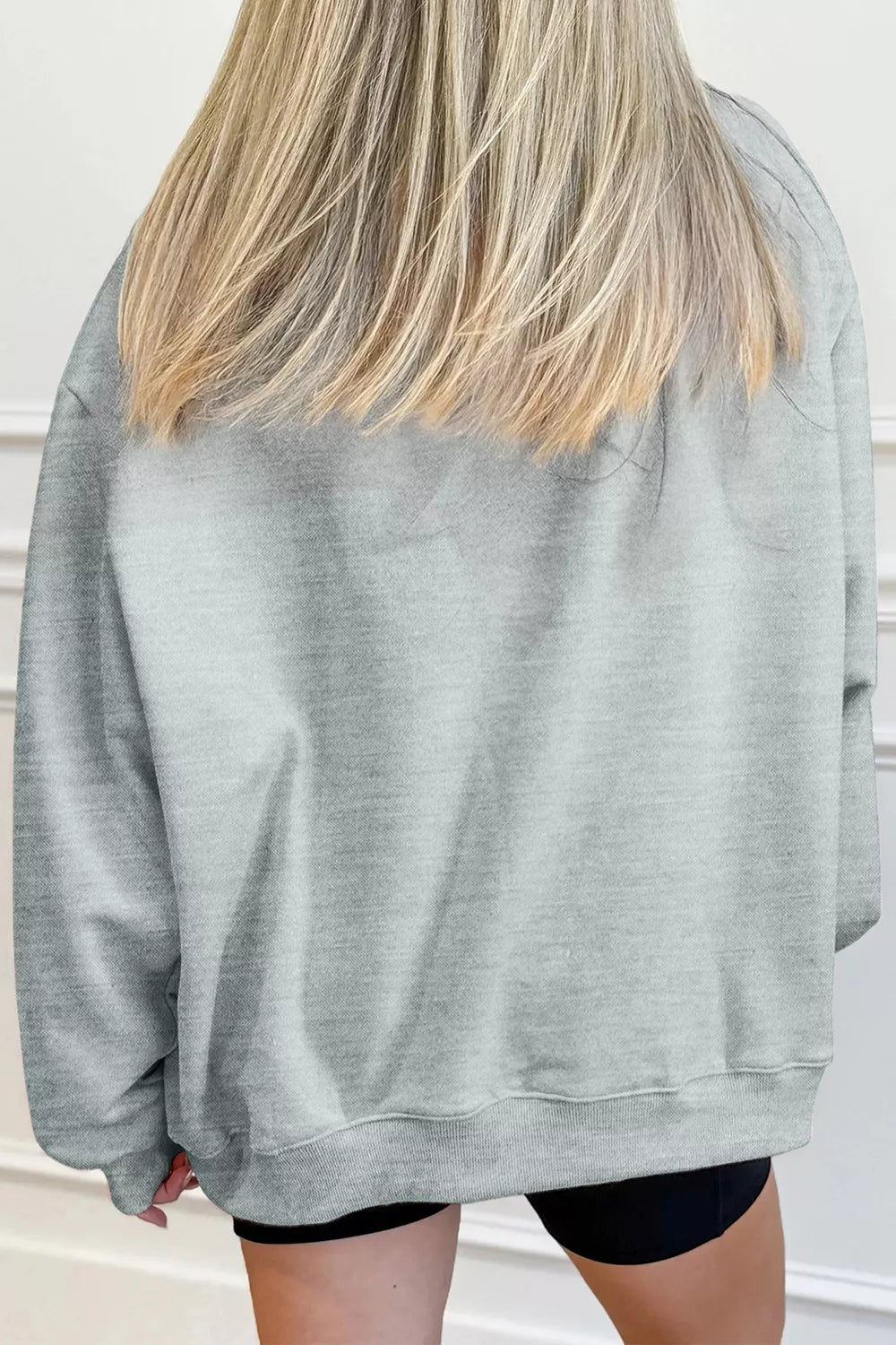 Sweatshirt: Halloween Pumpkin Long Sleeve, gray, oversized, by Trendsi