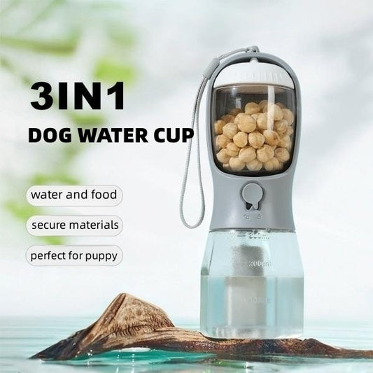 Vaso de agua para perros, bebida, comida, bolsa de basura, tres en uno, portátil, pequeño, multifuncional, suministros para mascotas