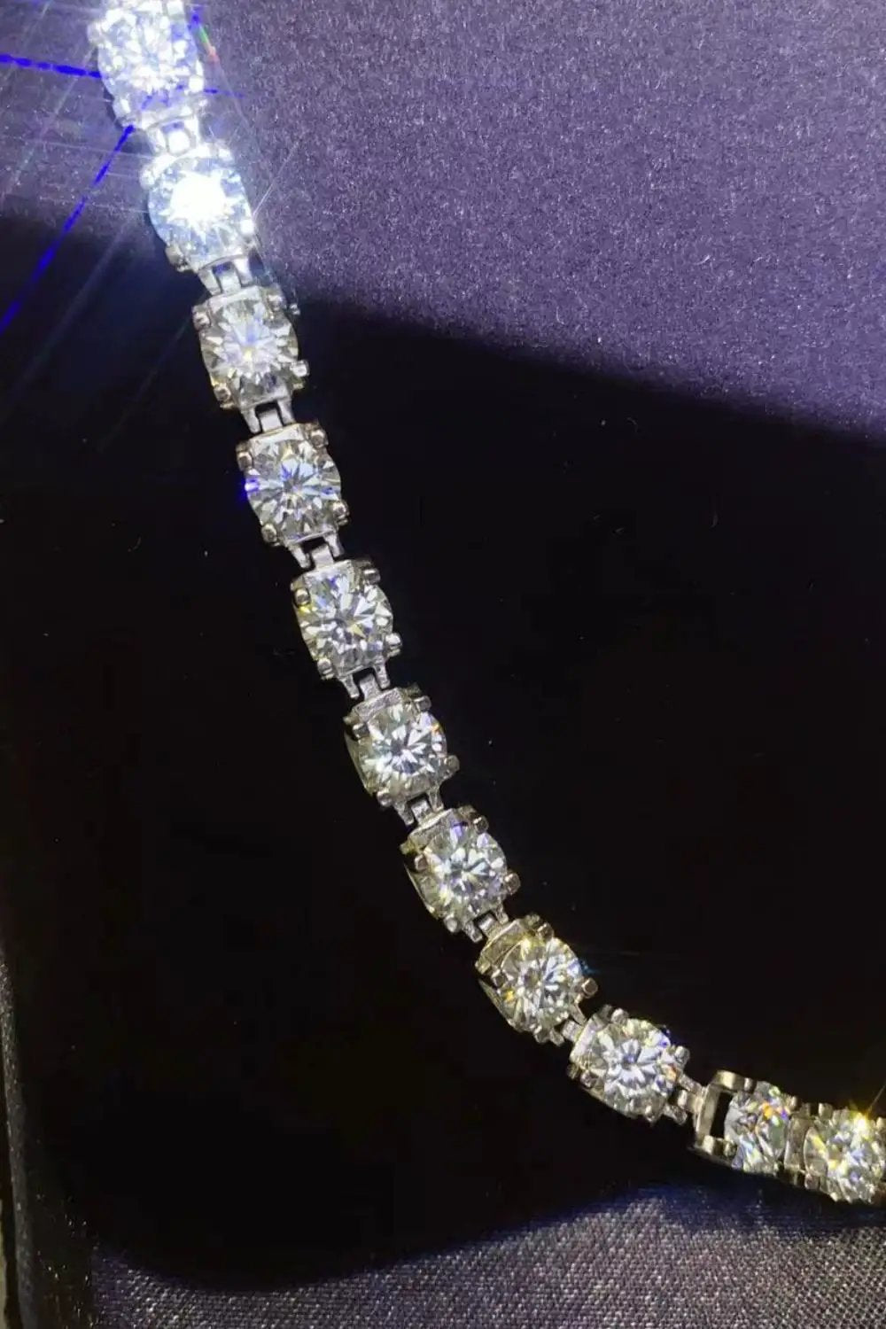 10 Carat Moissanite Platinum-Plated Bracelet with square-set stones