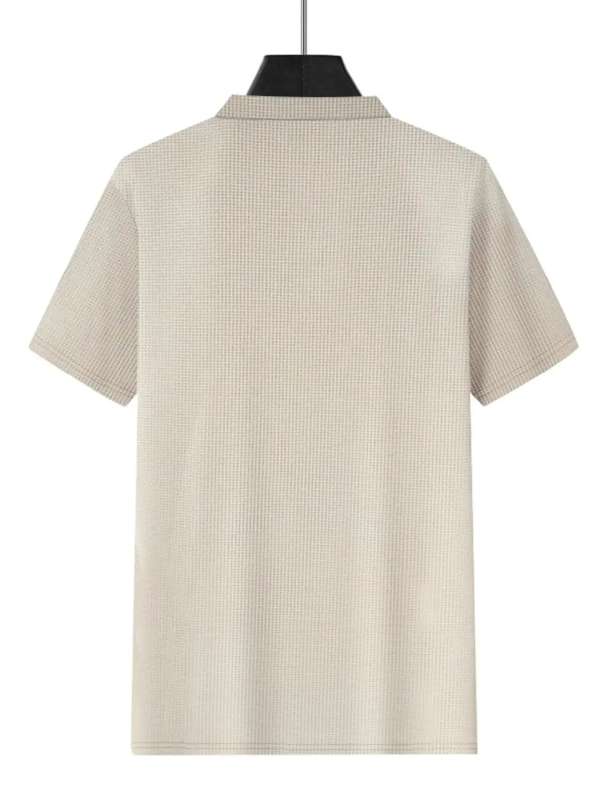Men's casual short-sleeve polo and shorts set in beige textured fabric with pockets by Trendsi