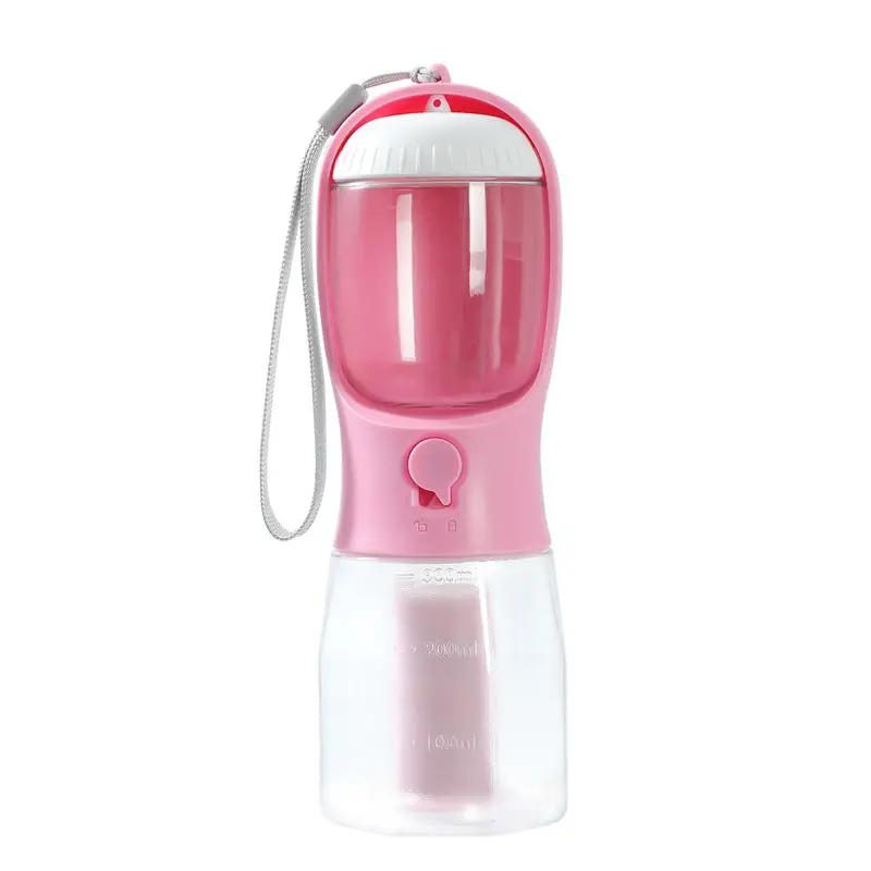 AdTec pink dog water cup 3-in-1 portable pet water bottle with strap