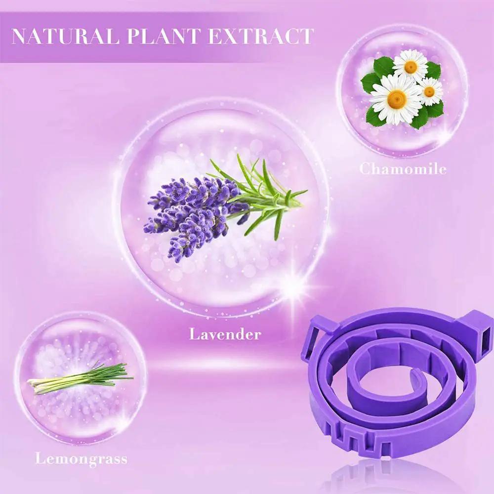 Cat calming collar in purple featuring lavender, chamomile and lemongrass plant extracts