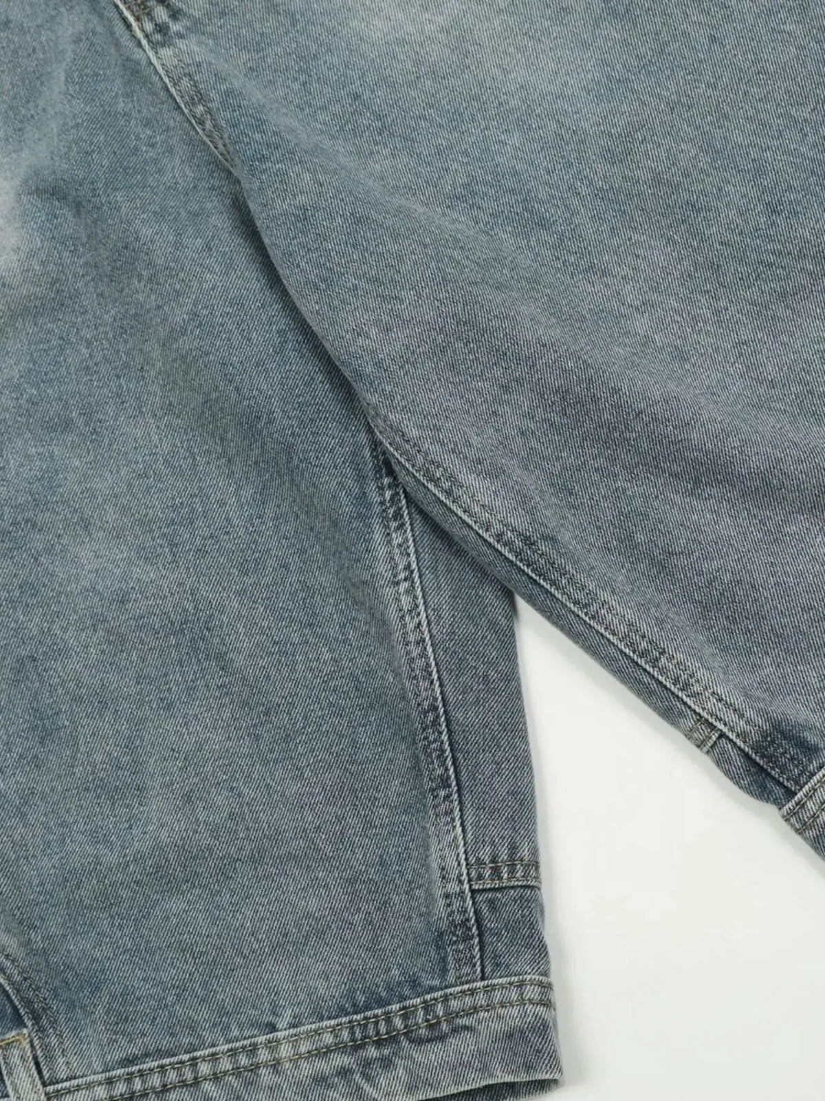 Men's Classic Loose Fit Washed Denim Shorts with Breathable Stretch in light blue denim