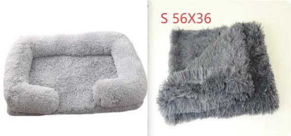 Plush round dog bed AdTec gray plush fur, size S 56x36 cm