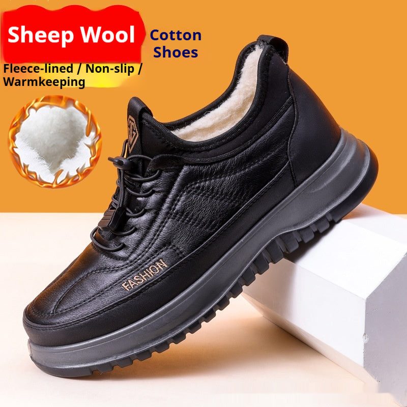 Shoes: AdTec Sheep Wool fleece-lined cotton sneakers, black with a rugged chunky sole.