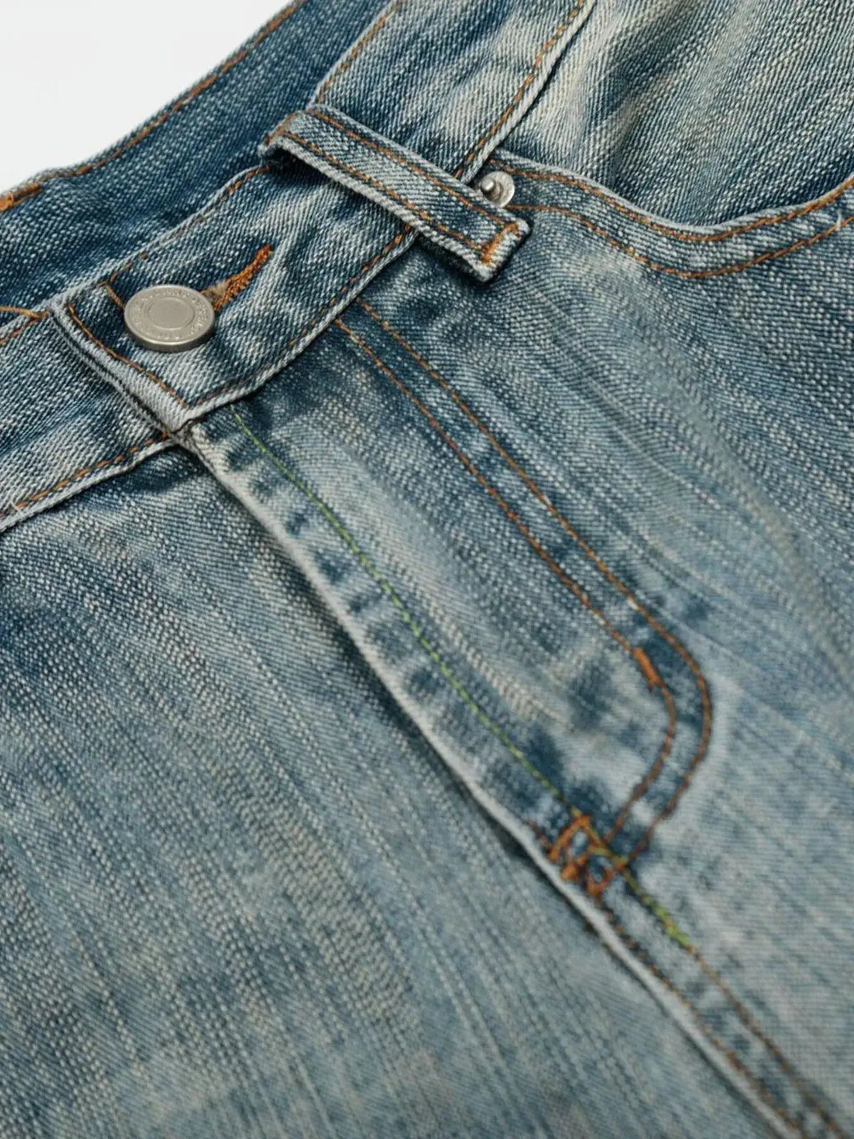 Mens wide-leg washed denim shorts by Trendsi with belt loop and metal button