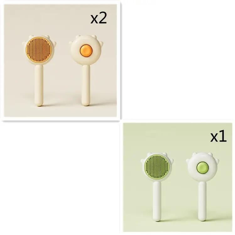 AdTec cat grooming massage combs set: 2 orange-tip brushes and 1 green-tip brush