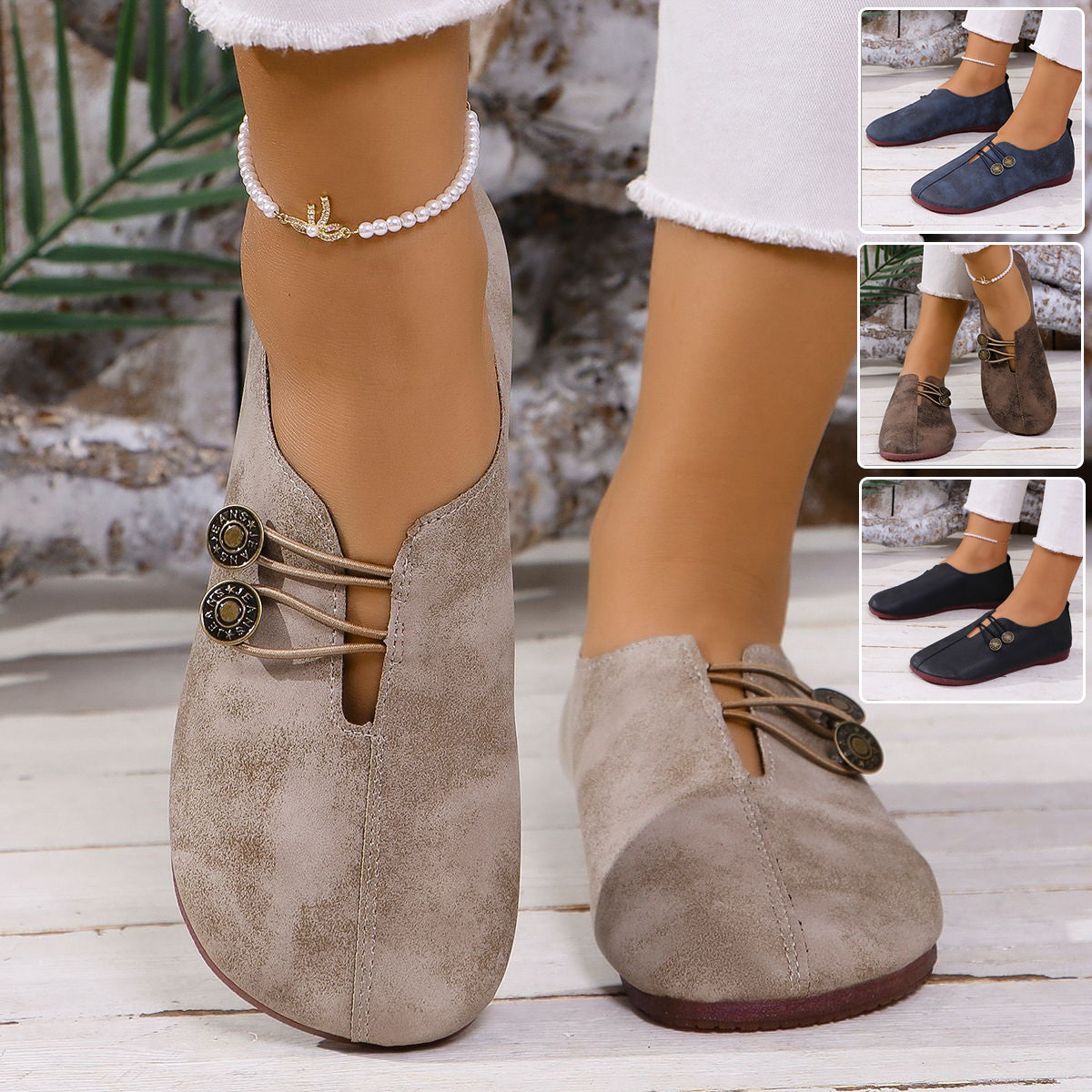 Ins Sandales à enfiler à bout carré Chaussures plates souples de mode estivale pour femmes