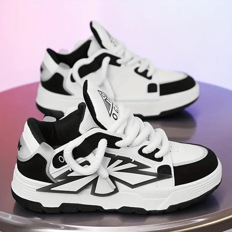 Shoes: AdTec Vance Harajuku Western Low Top Sneakers, white and black, chunky sole, two sneakers shown