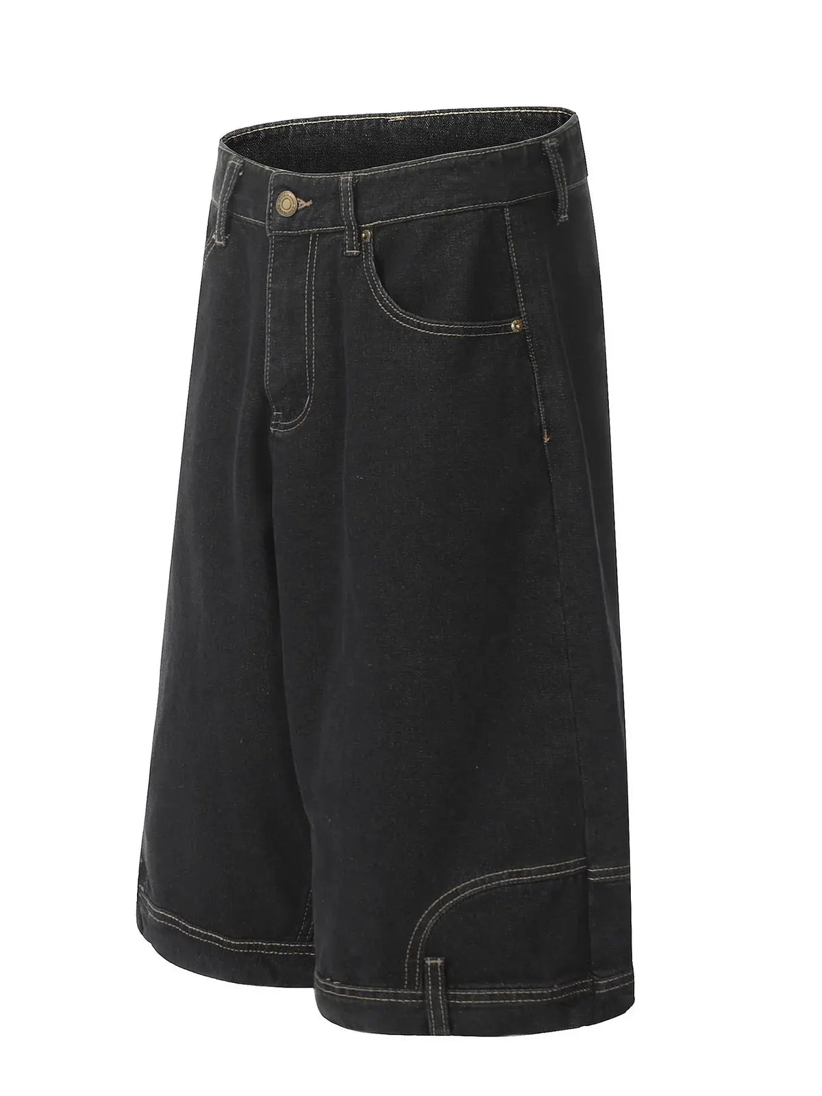 Men's Classic Loose Fit Washed Denim Shorts with breathable stretch in dark wash.