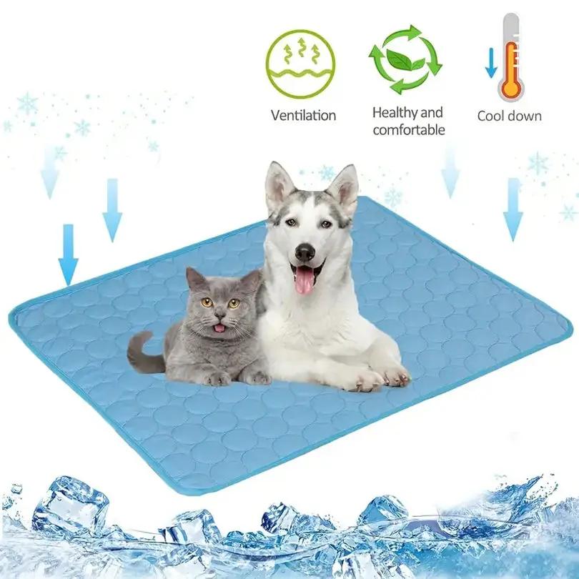 Dog cooling mat blue by AdTec, extra large pet bed for dogs and cats