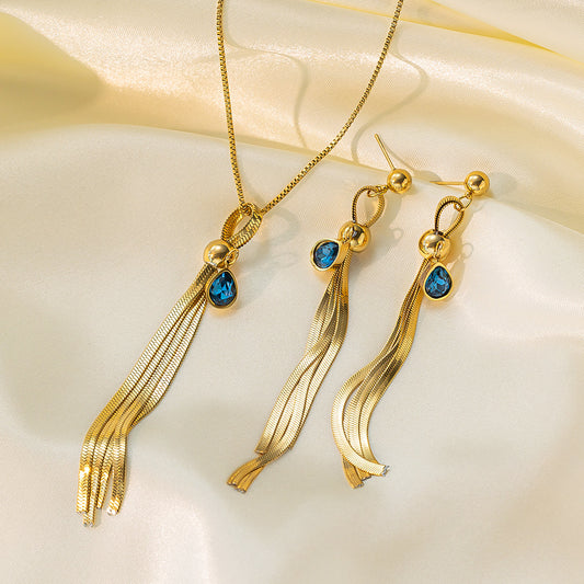 Juego de joyas de acero inoxidable para mujer: collar y pendientes
