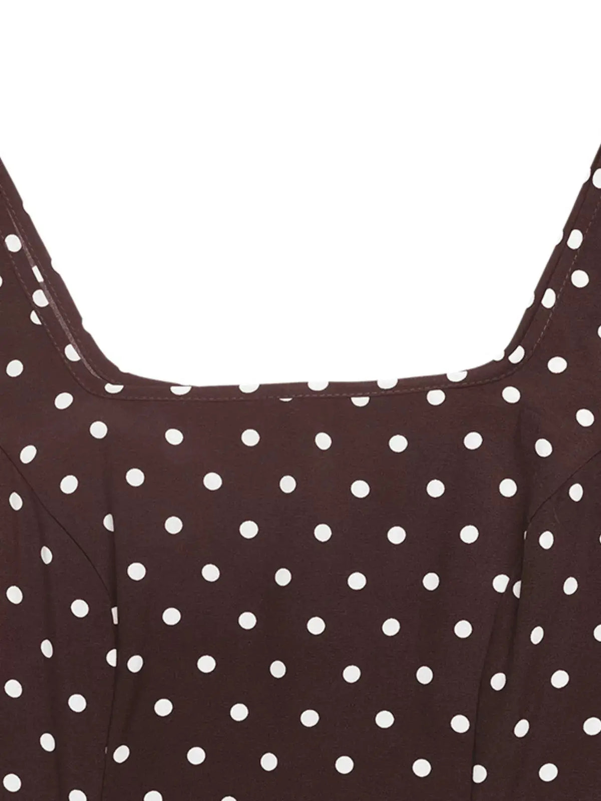 Polka Dot Sleeveless Maxi Dress in chocolate brown with white dots, by Trendsi.