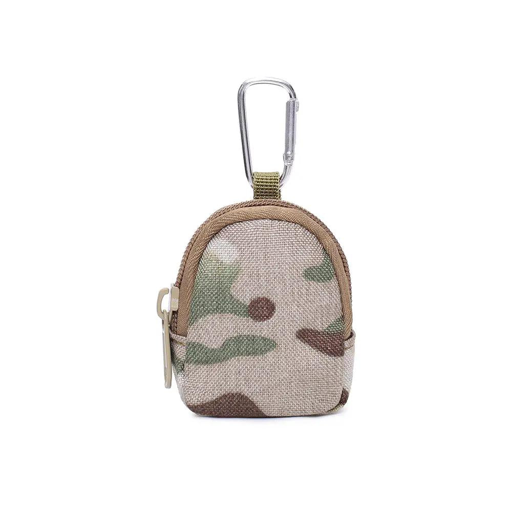 Camouflage mini tactical pouch with carabiner clip for keys
