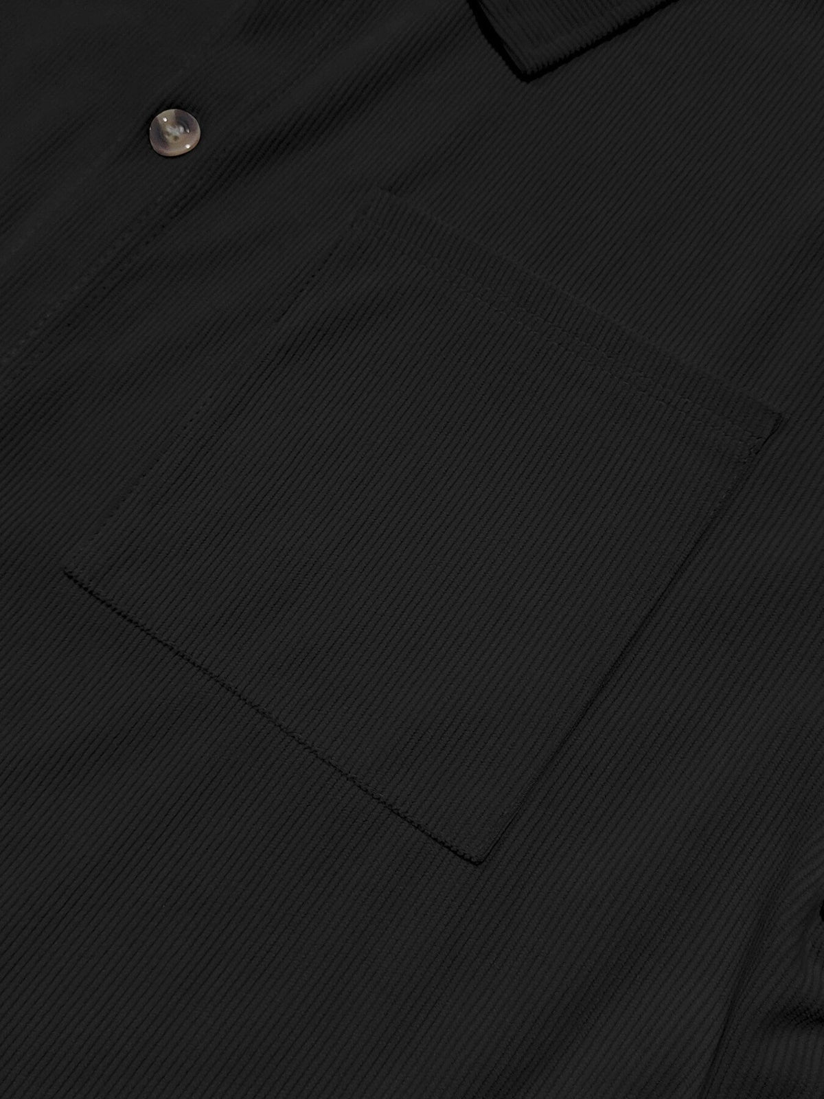Men's black corduroy button-up shirt with chest pocket Trendsi