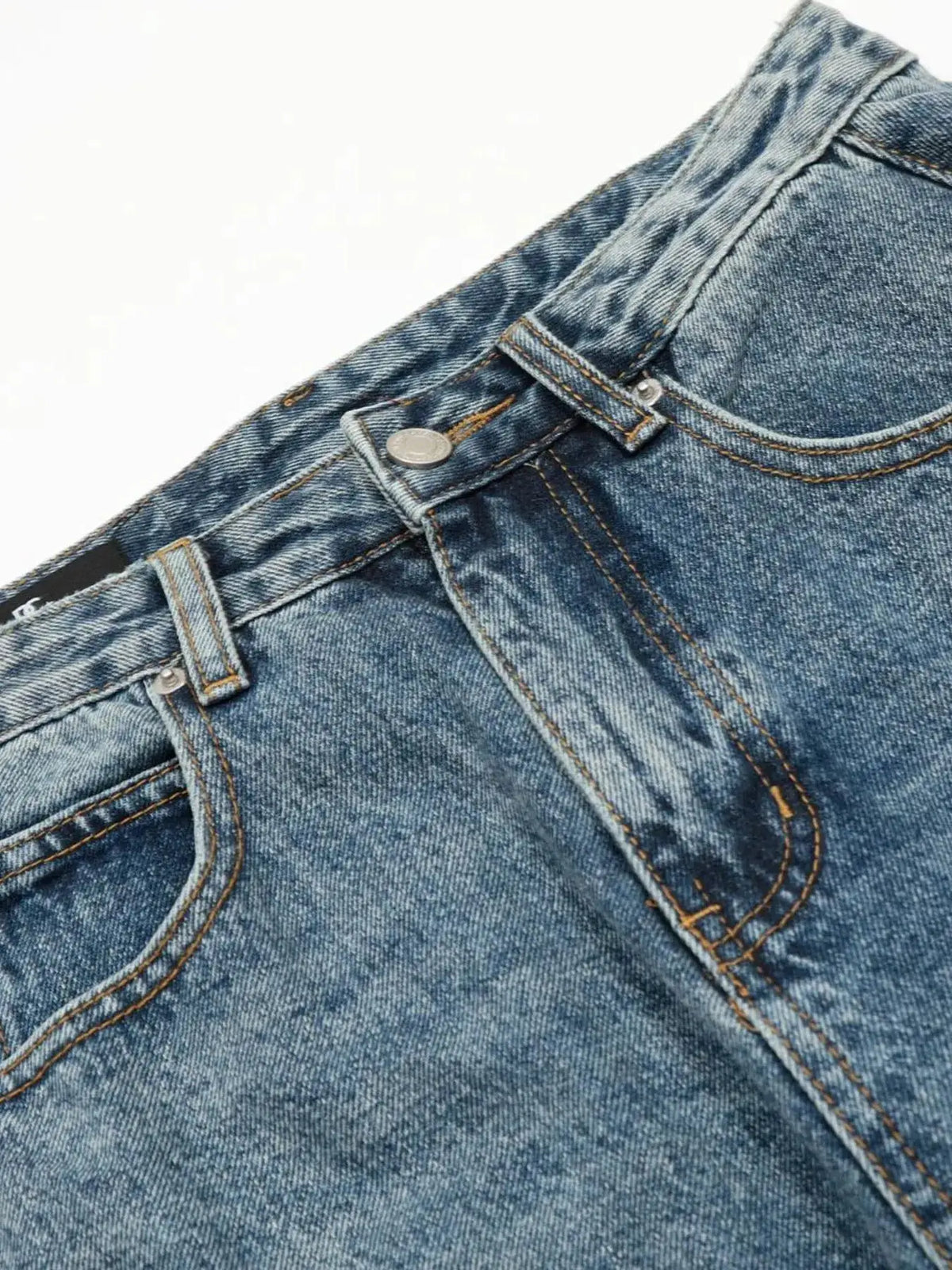 Men's washed wide-leg denim shorts with cotton-stretch by Trendsi, blue denim.