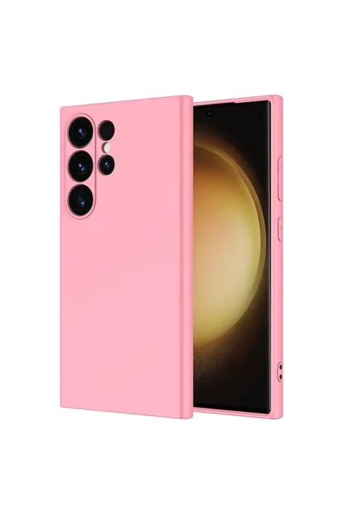 Samsung Galaxy S26 Ultra silicone case in pink with velvet interior