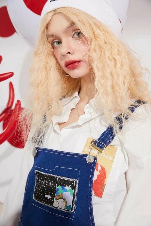 Cartoon Applique Casual Women Overall Denim Jeans,Winter High Waist by JeansDenim.Store