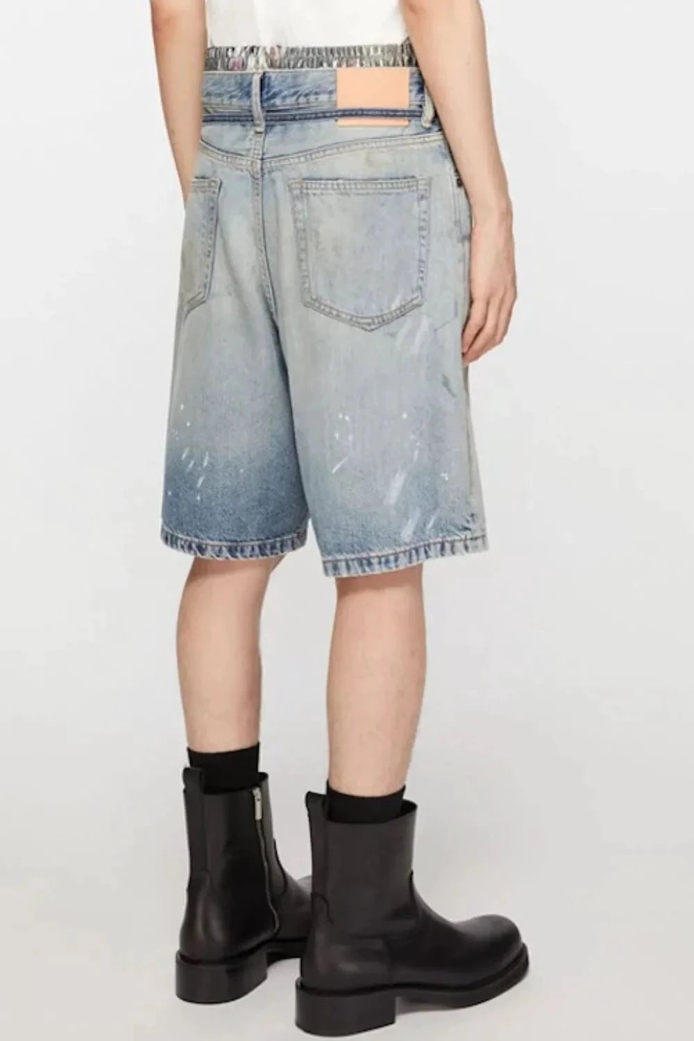 Men's Washed Graffiti Print Denim Bermuda Shorts by eprolo