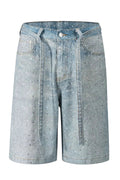 Men's Washed Rhinestone Denim Bermuda Shorts by eprolo