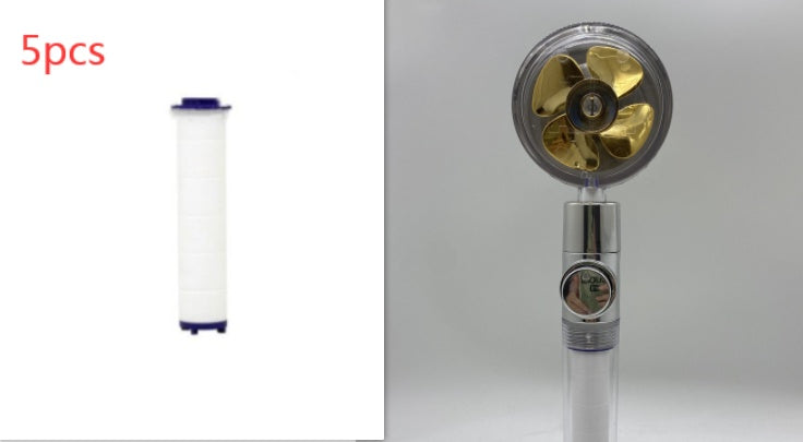 Cabezal de Ducha con Ahorro de Agua, Flujo Giratorio 360 Grados con Pequeño Ventilador, Boquilla Rociadora de Alta Presión de Lluvia de ABS, Accesorios de Baño