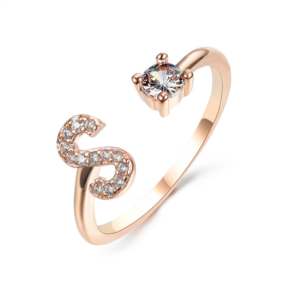 Anillo ajustable de nuevo diseño con 26 letras iniciales, joyería de moda para mujer, joyería simple y elegante