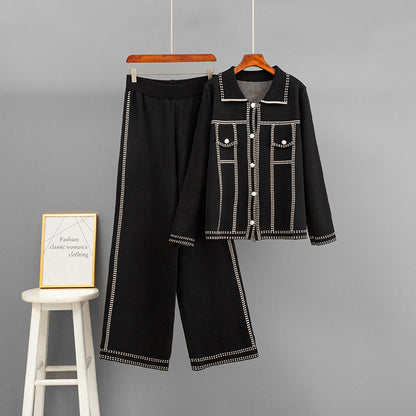 Conjunto de chaqueta suelta con cuello polo