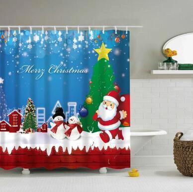 Christmas Waterproof Polyester Bathroom Shower Curtain Decor With Hooks by eprolo