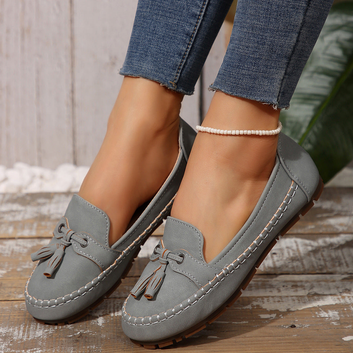 Mocassins ronds pour femmes Tendance Antidérapants Souples Confortables