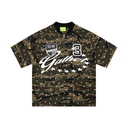 Full printed star camouflage short sleeved shirt