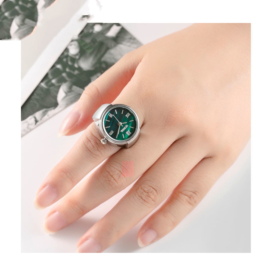 Mini anillo creativo reloj de cuarzo de dedo