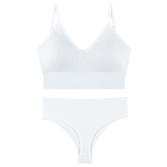 Ensemble de soutien-gorge et culotte femme, push-up, pour petites poitrines, fin, sans armatures, grande taille, débardeur de sport, avec culotte, bonnet triangle français