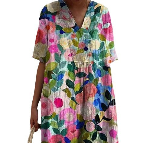 Vestido largo estampado holgado cómodo para mujer
