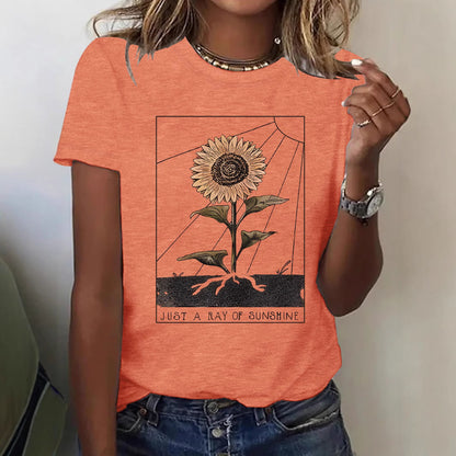 T-shirt tournesol à manches courtes pour femme