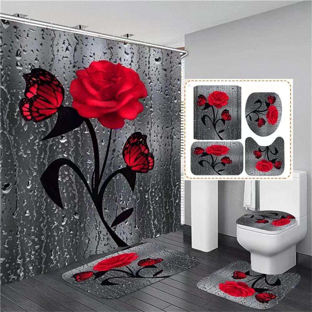 Hot HD Digital Printing Polyester Waterproof Polyester Flower Bathroom Hotel Shower Curtain by eprolo