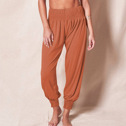 Pantalon décontracté ample, couleur unie, sport, yoga, chevilles resserrées pour femme