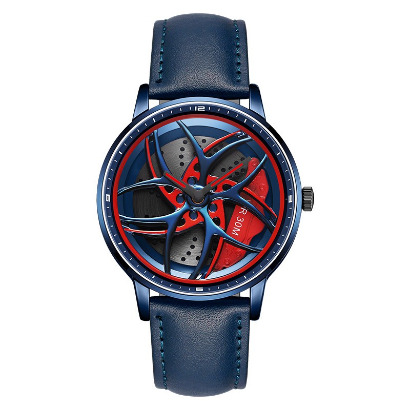 Reloj de cuarzo para hombre con correa giratoria y esfera de rueda
